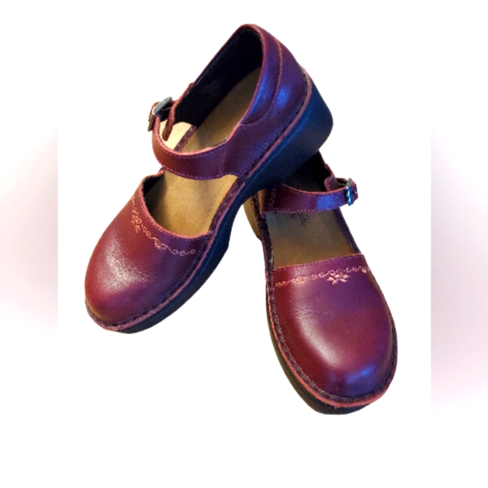 Naot Dark Red Embroidered Mary Janes Size 5